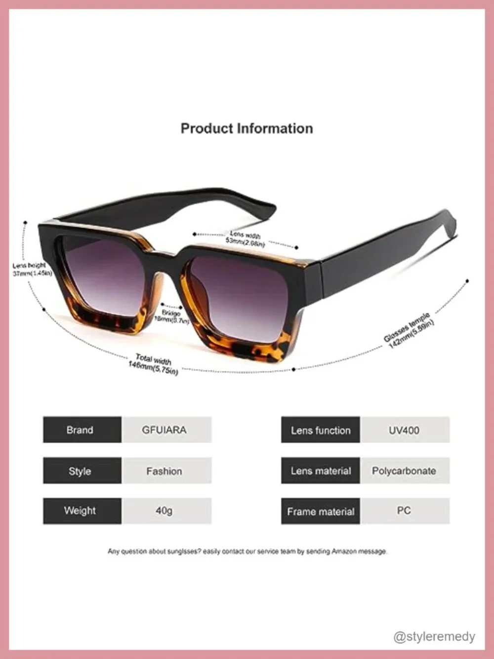 Thick Square Sunglasses UV400 Protection Unisex Sun Glasses